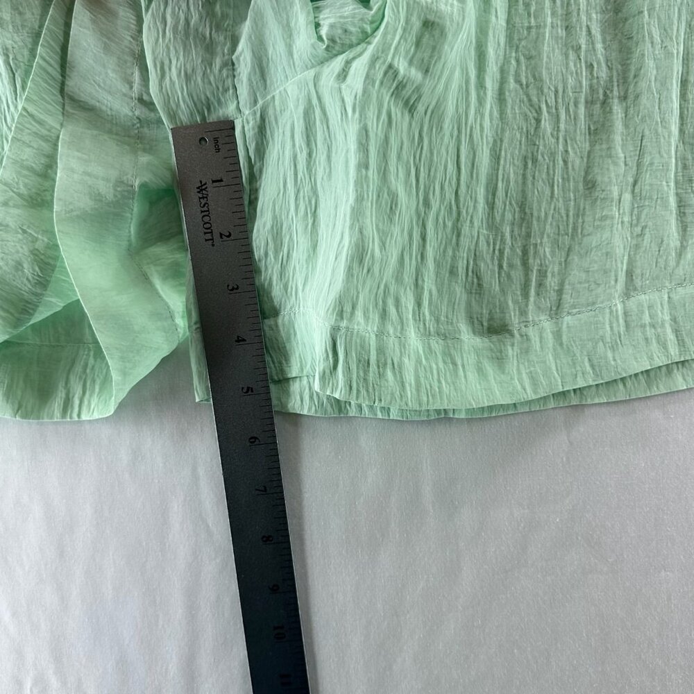 House of Harlow 1960 Crinkle Shorts Women L Drawstring Waist Relaxed Light Green - Picture 5 of 12